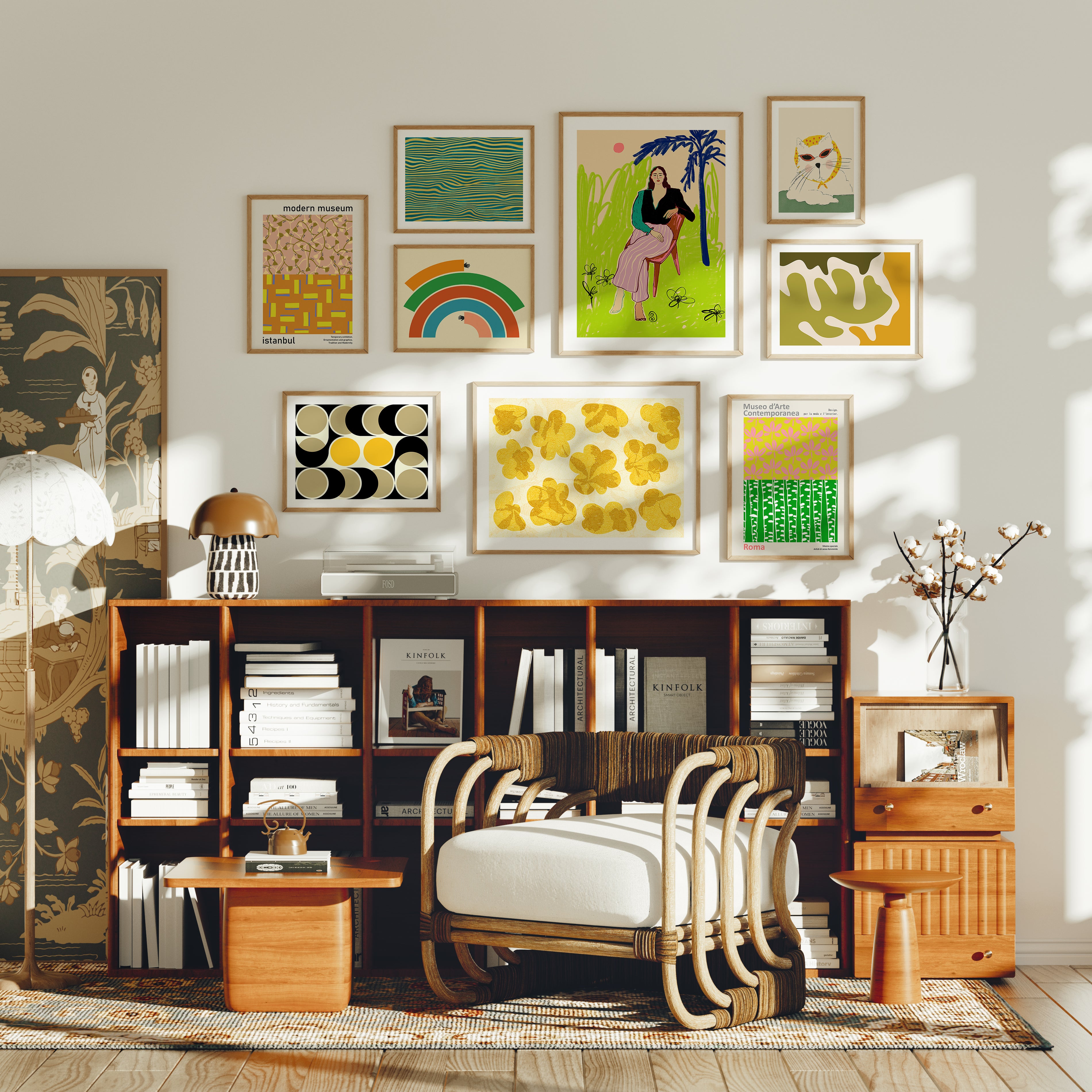 Póster Conjunto de pared de galería moderna y colorida