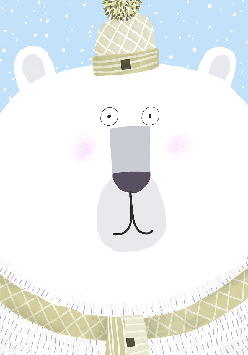 Oso polar con gorro y bufanda de invierno de Carla Daly Póster