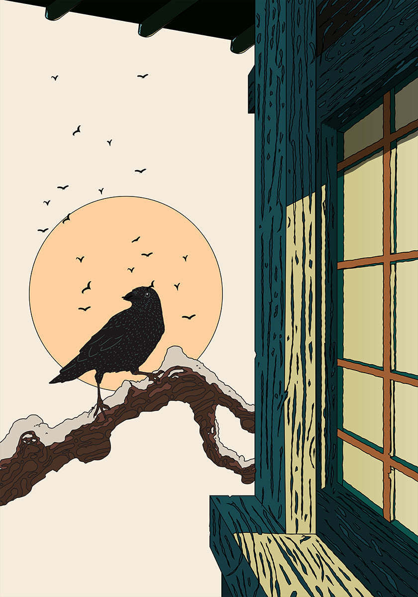 Póster Vista del Cuervo y el Amanecer