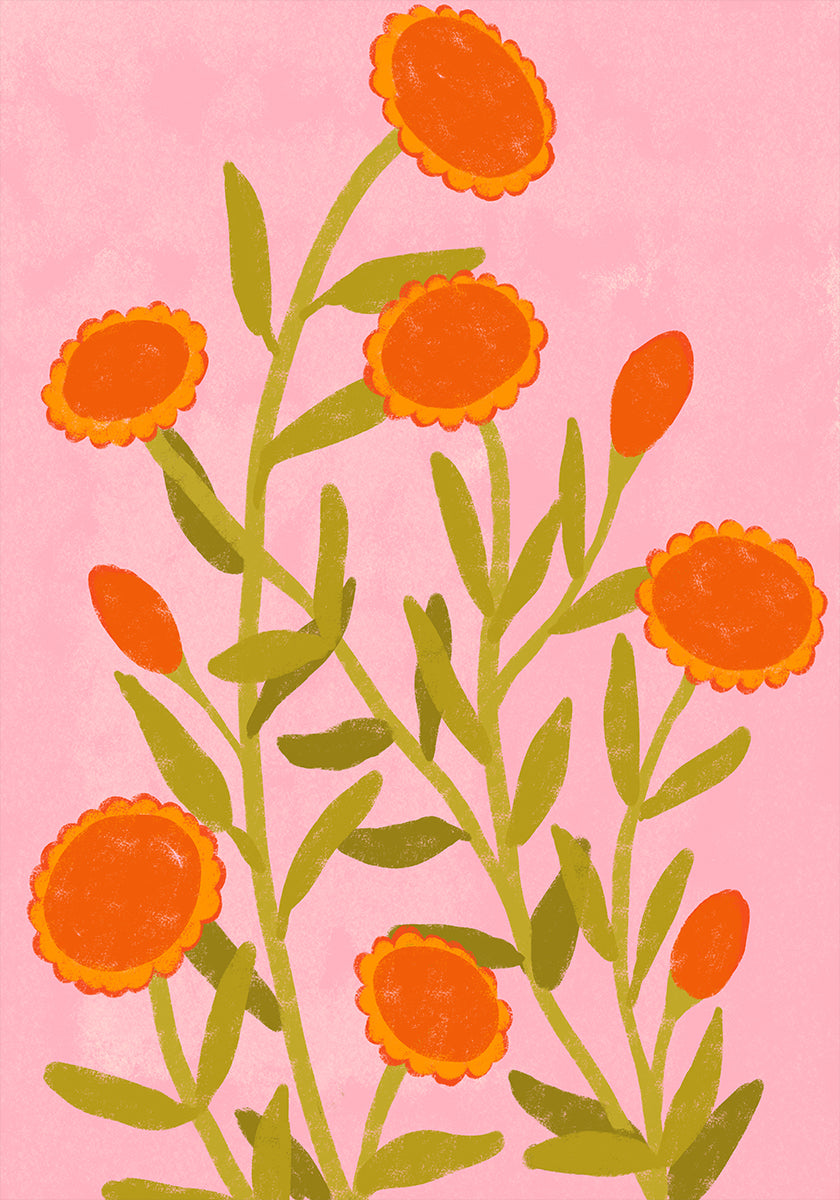Flores de color naranja vibrante Póster