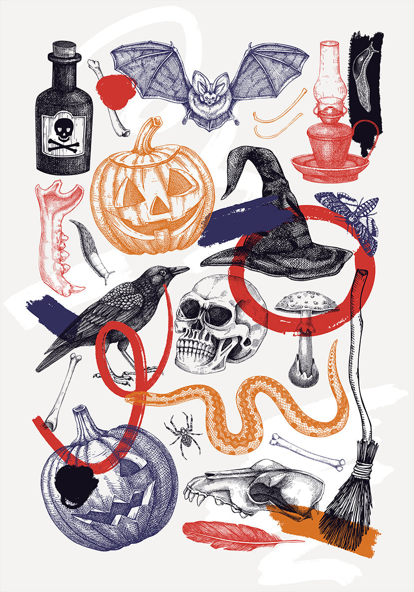Arte del collage de Halloween Póster