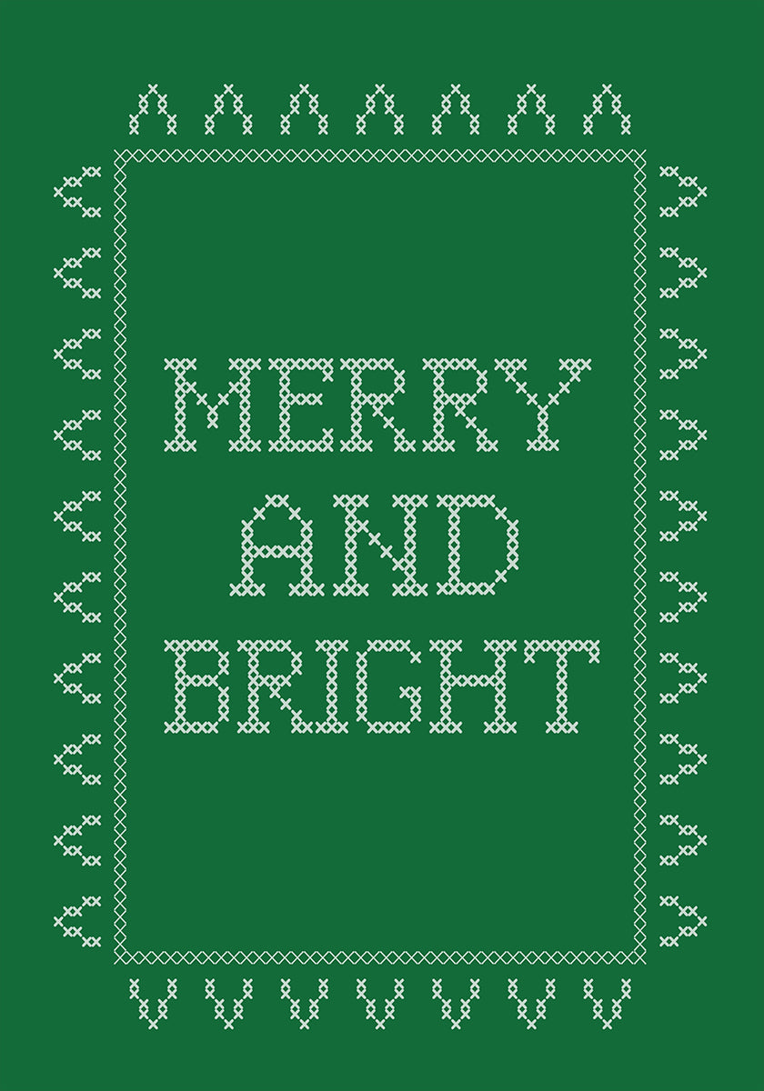 Feliz y Brillante - Punto de Cruz - Verde Póster