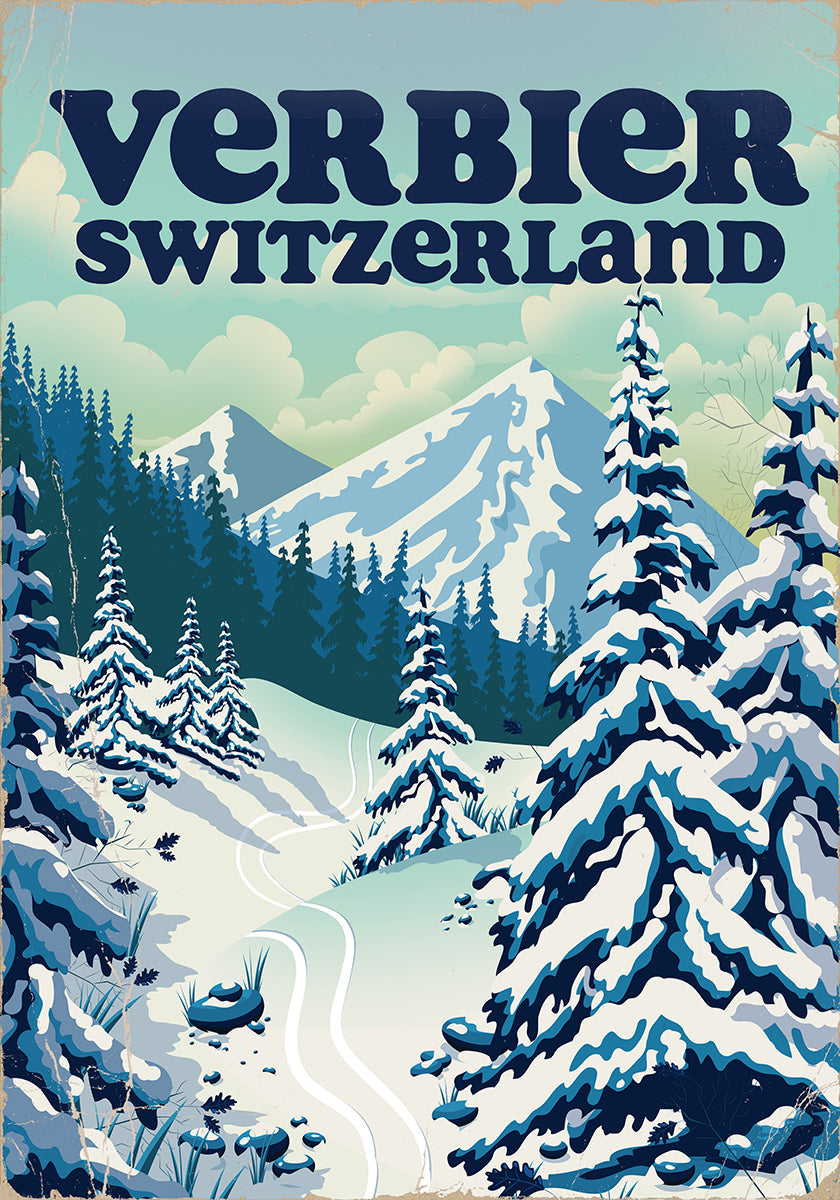 Cartel de esquí de Verbier Suiza Póster