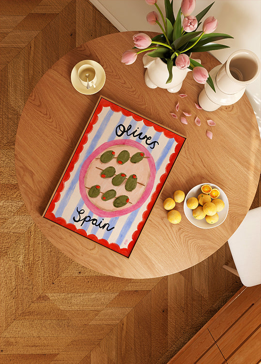 A Plate of Olives From Spain Food Illustration (NEW) - Posterbox