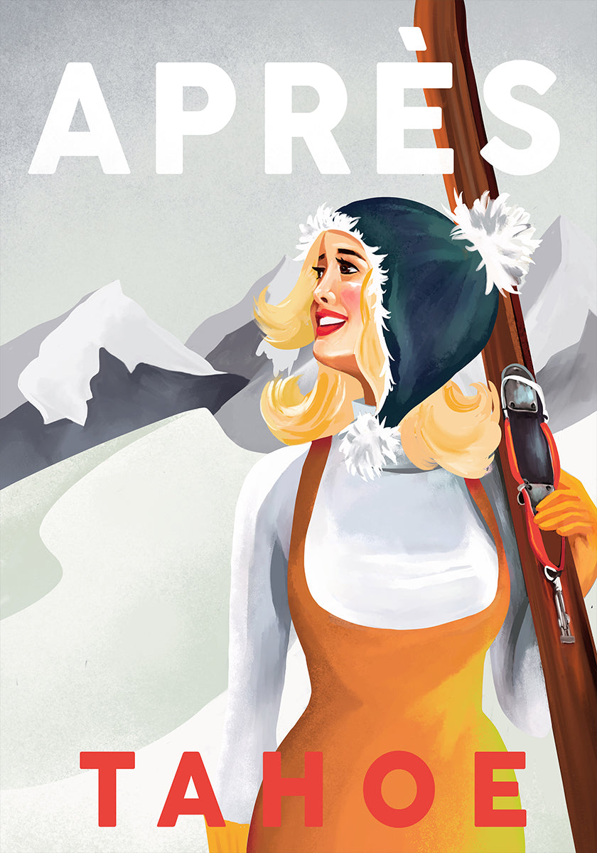 Póster Arte pin up vintage de Apres Ski Lake Tahoe