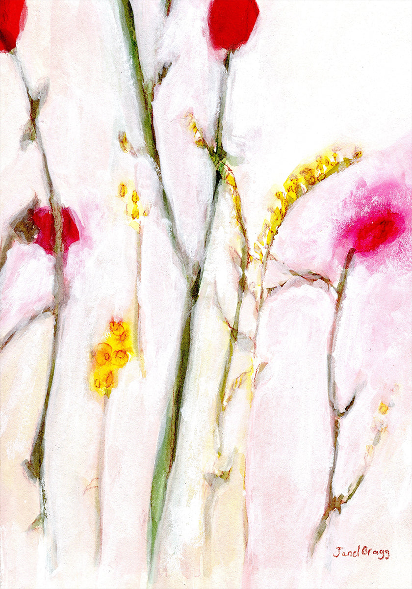 Floral en naranja y lila Póster