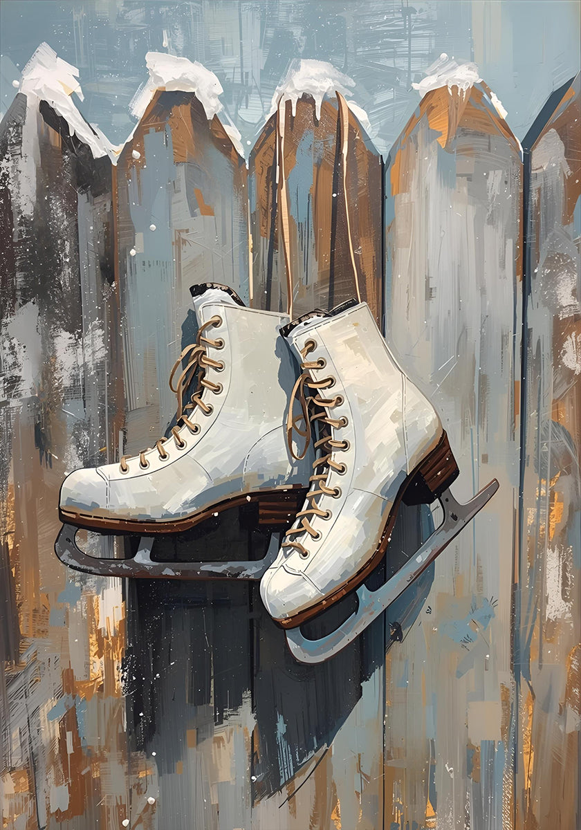 Schlittschuhe am Zaun Póster