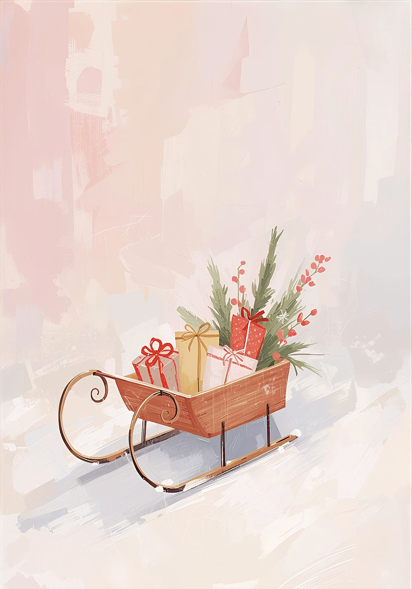 Schlitten mit Geschenken Póster