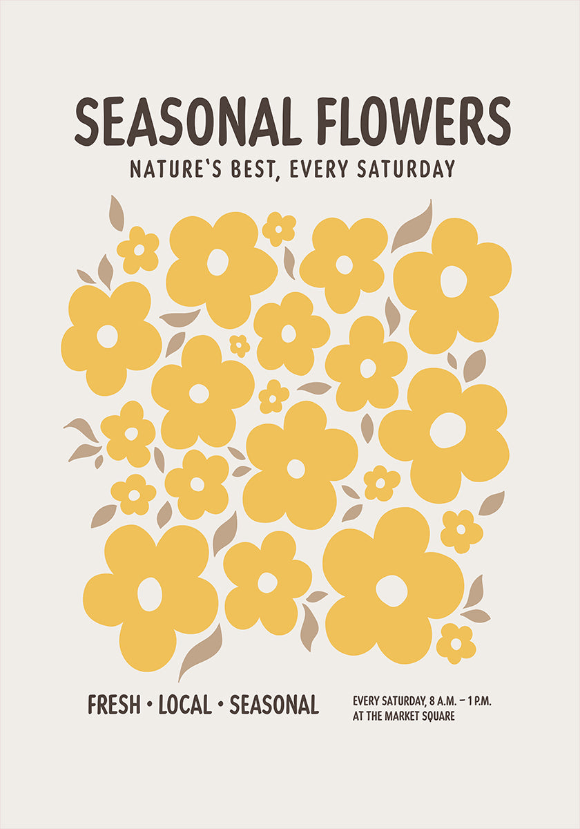 Farmers Market Flowers Yellow Plakat - Posterbox