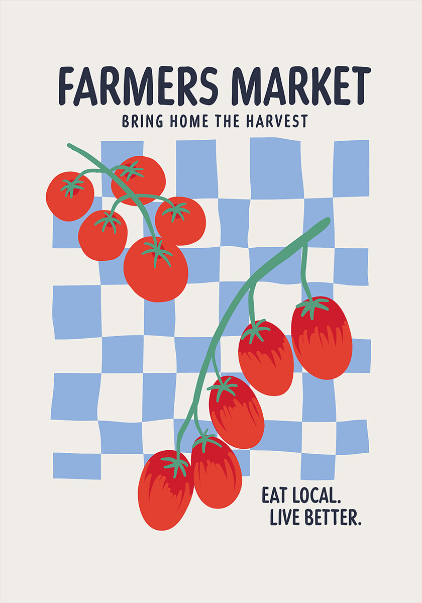 Farmers Market Tomatoes Blue Plakat - Posterbox