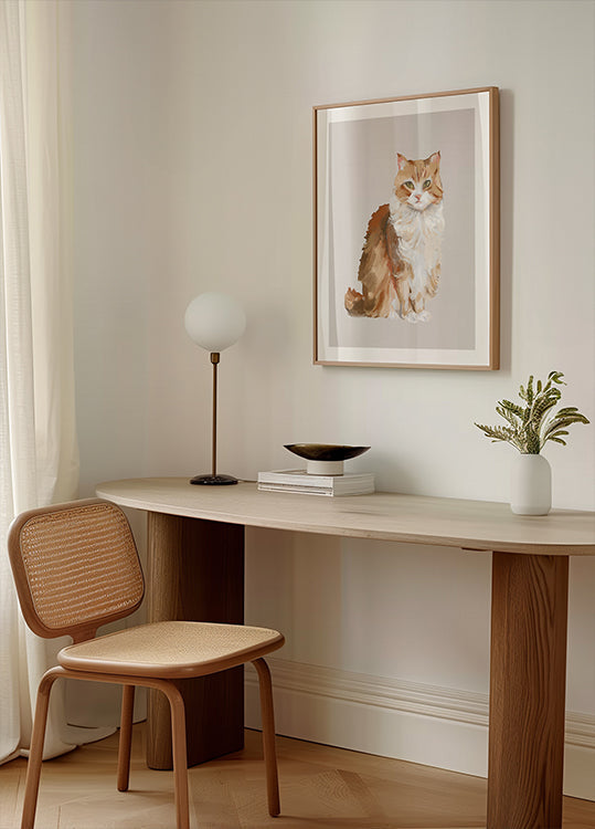 Professional Supervision fluffy cat oil painting (NEW) - Posterbox