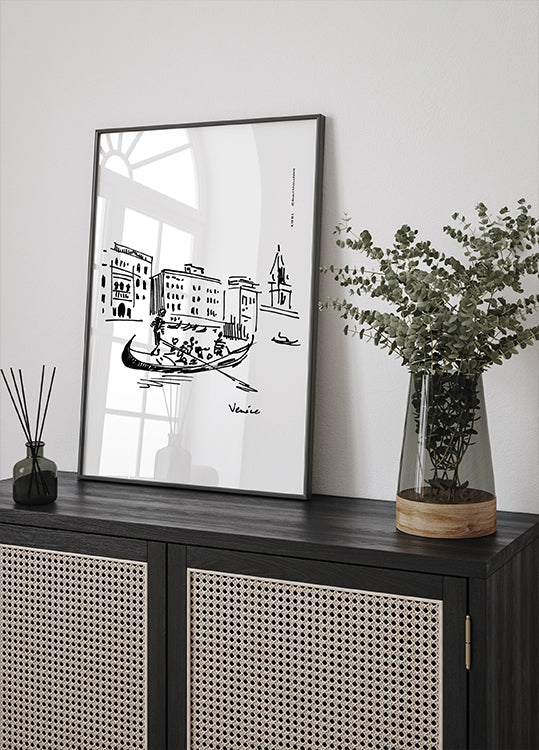 Venice, Italy Art Print With Gondolier On The Grand Canal (NEW) - Posterbox