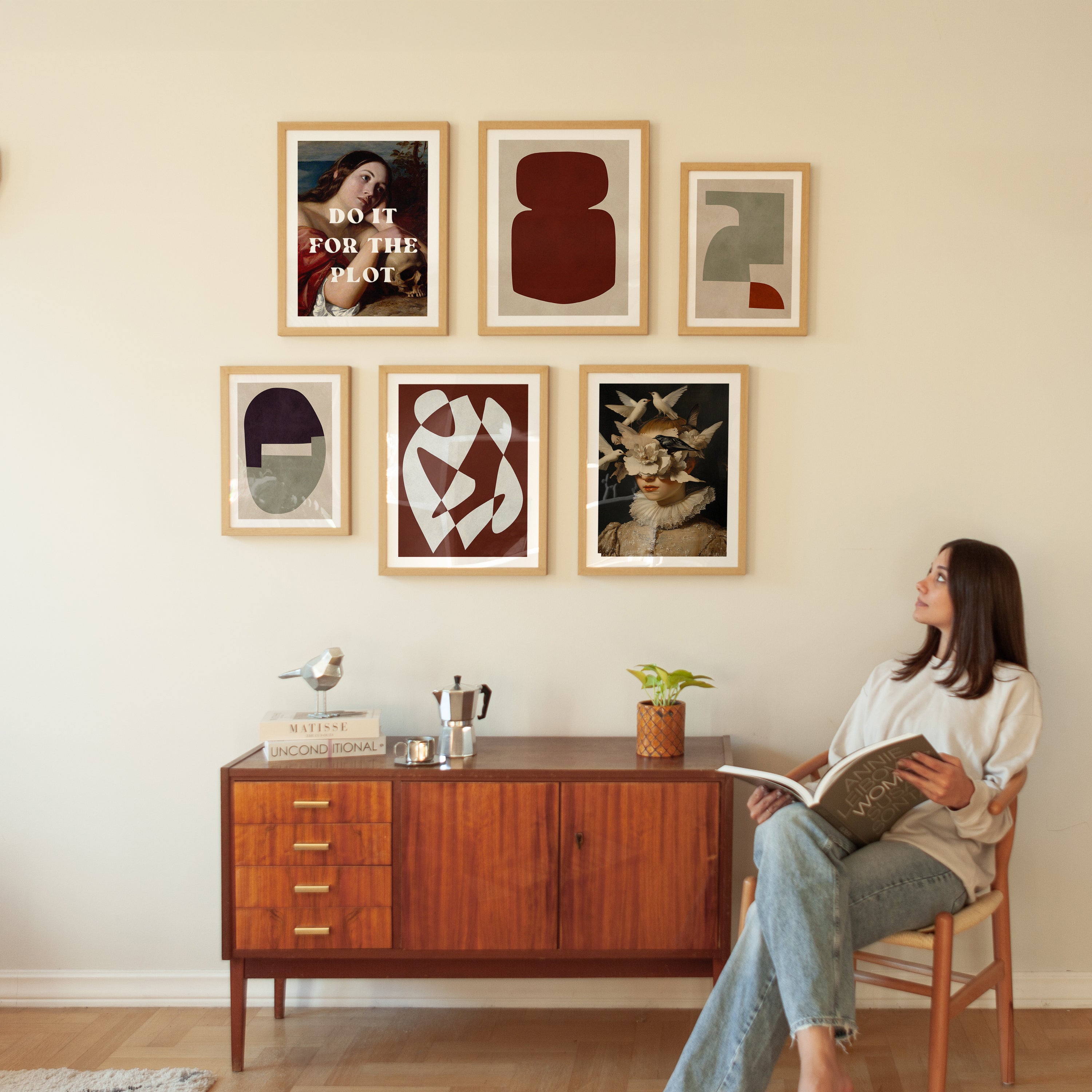 Póster Conjunto de pared de galería moderna y neutra