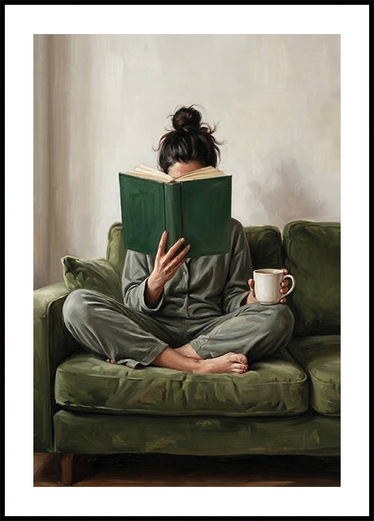 Emerald Green Woman Reading Poster - Posterbox