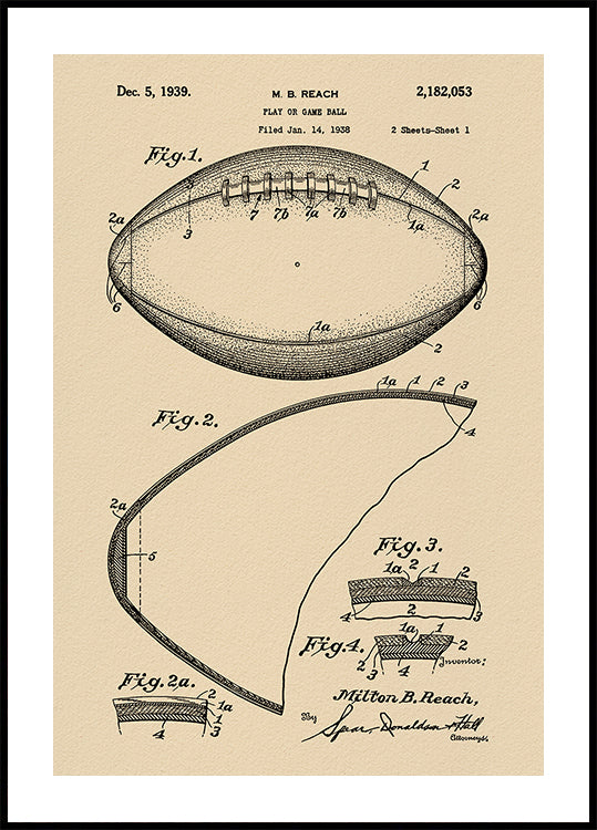 Football Patent 1938 (NEW) - Posterbox