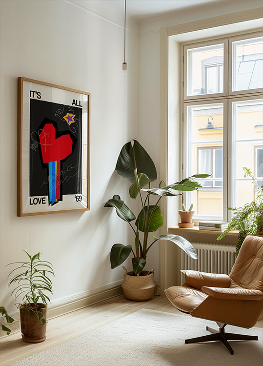 It's All Love Heart Grey Plakat