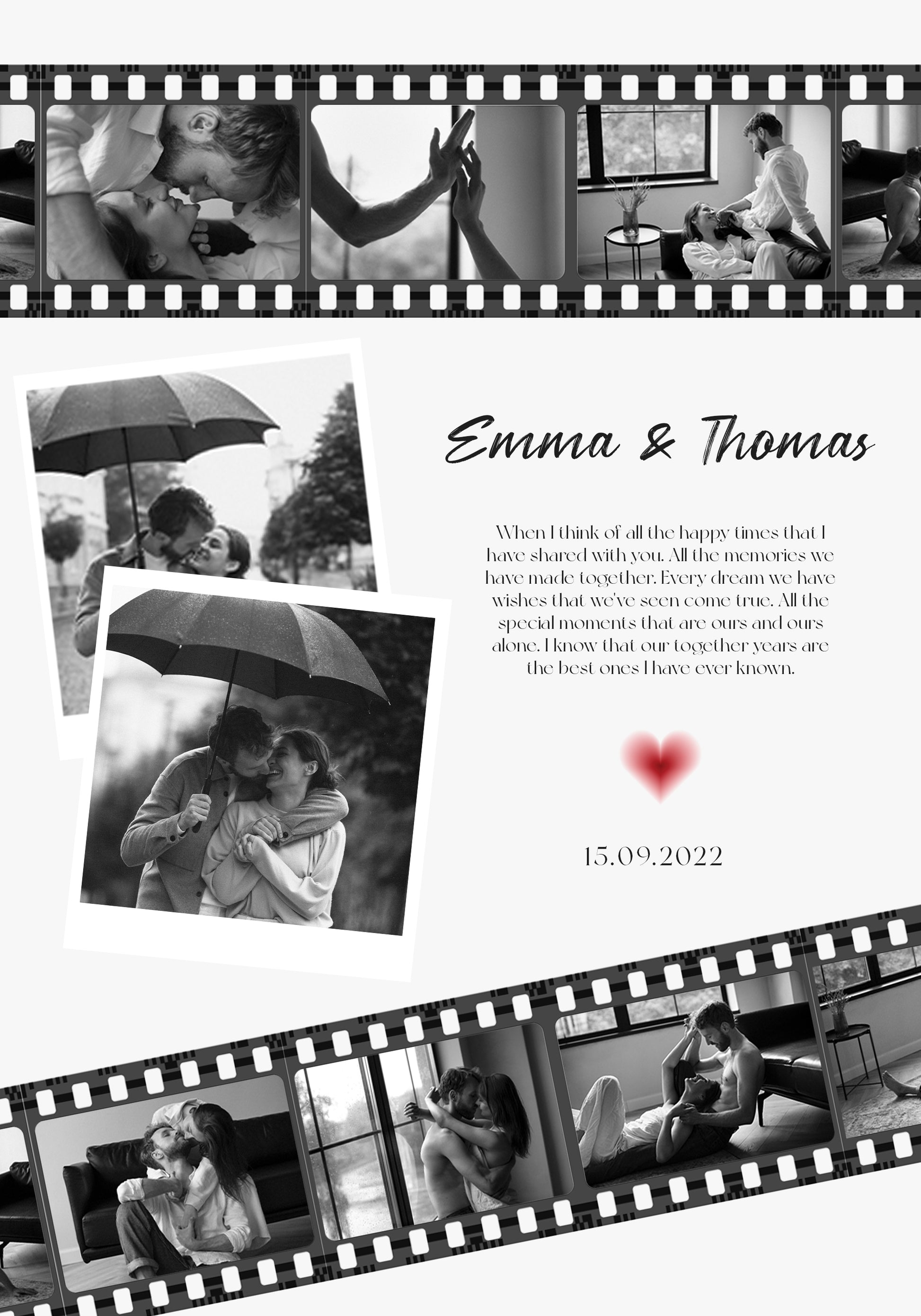 Collage de fotos de película de aniversario Póster