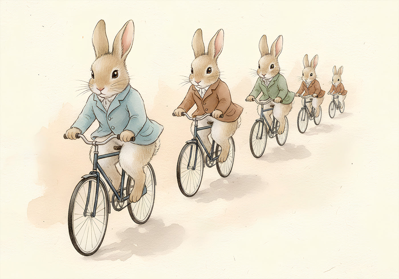 Amigos conejitos en bicicleta Póster