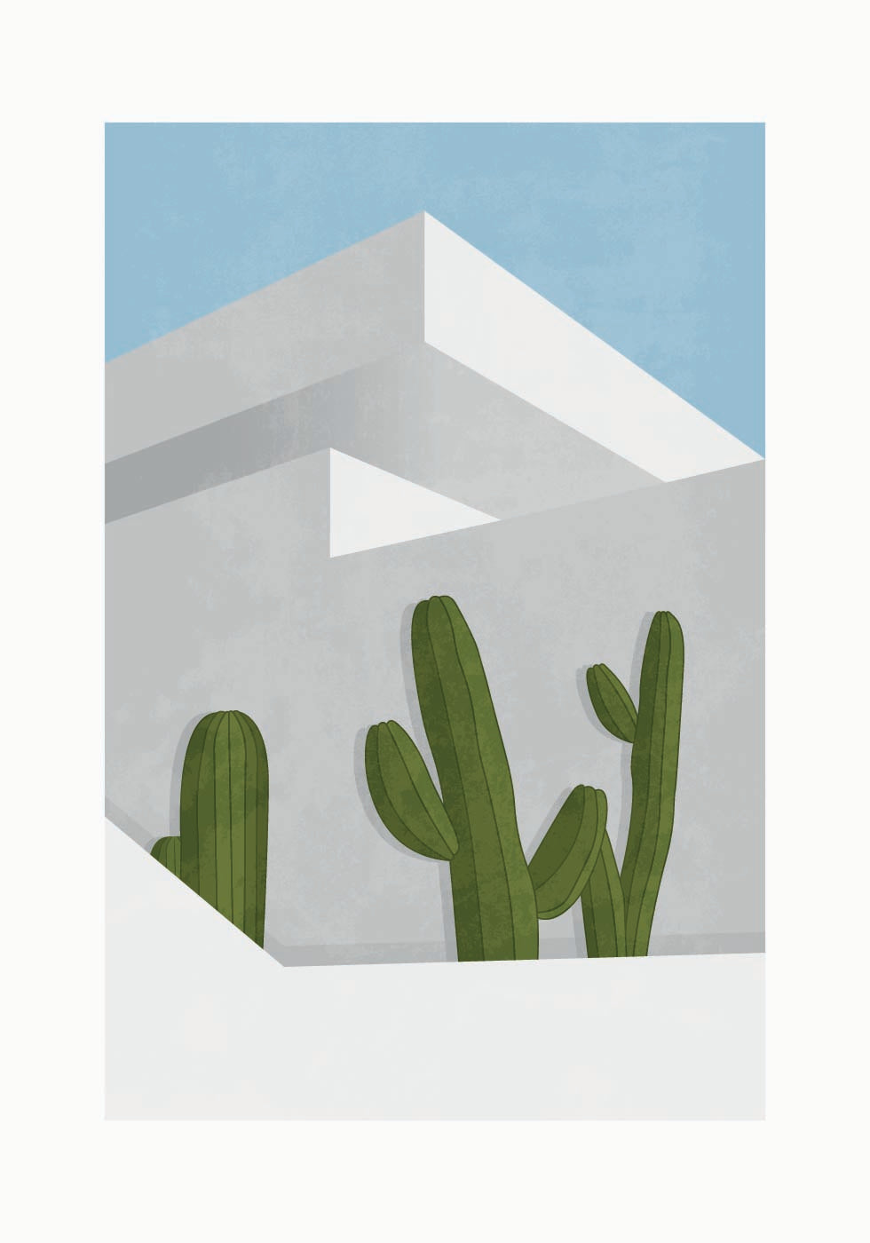 Sombras de cactus, arquitectura moderna del desierto Póster