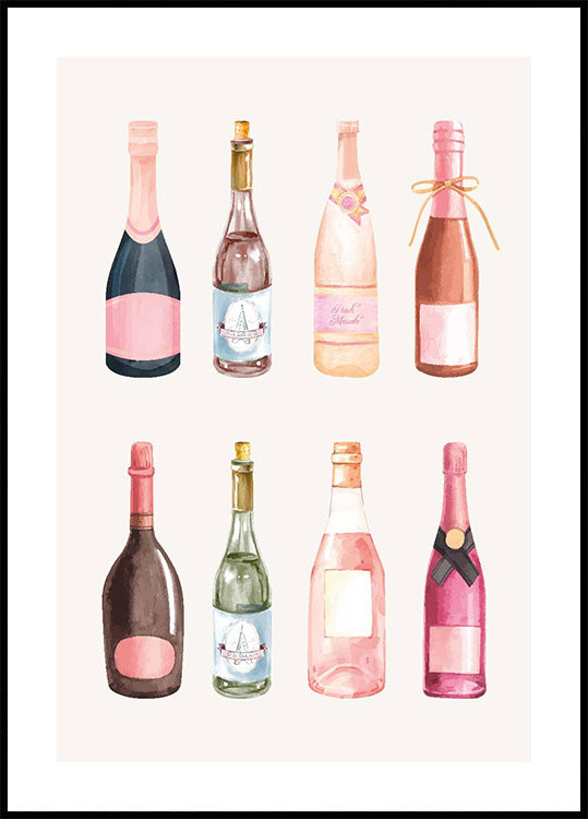 Póster de botellas de champán