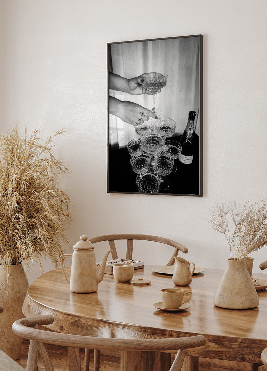 Champagne Glasses Pyramid Plakat - Posterbox.dk