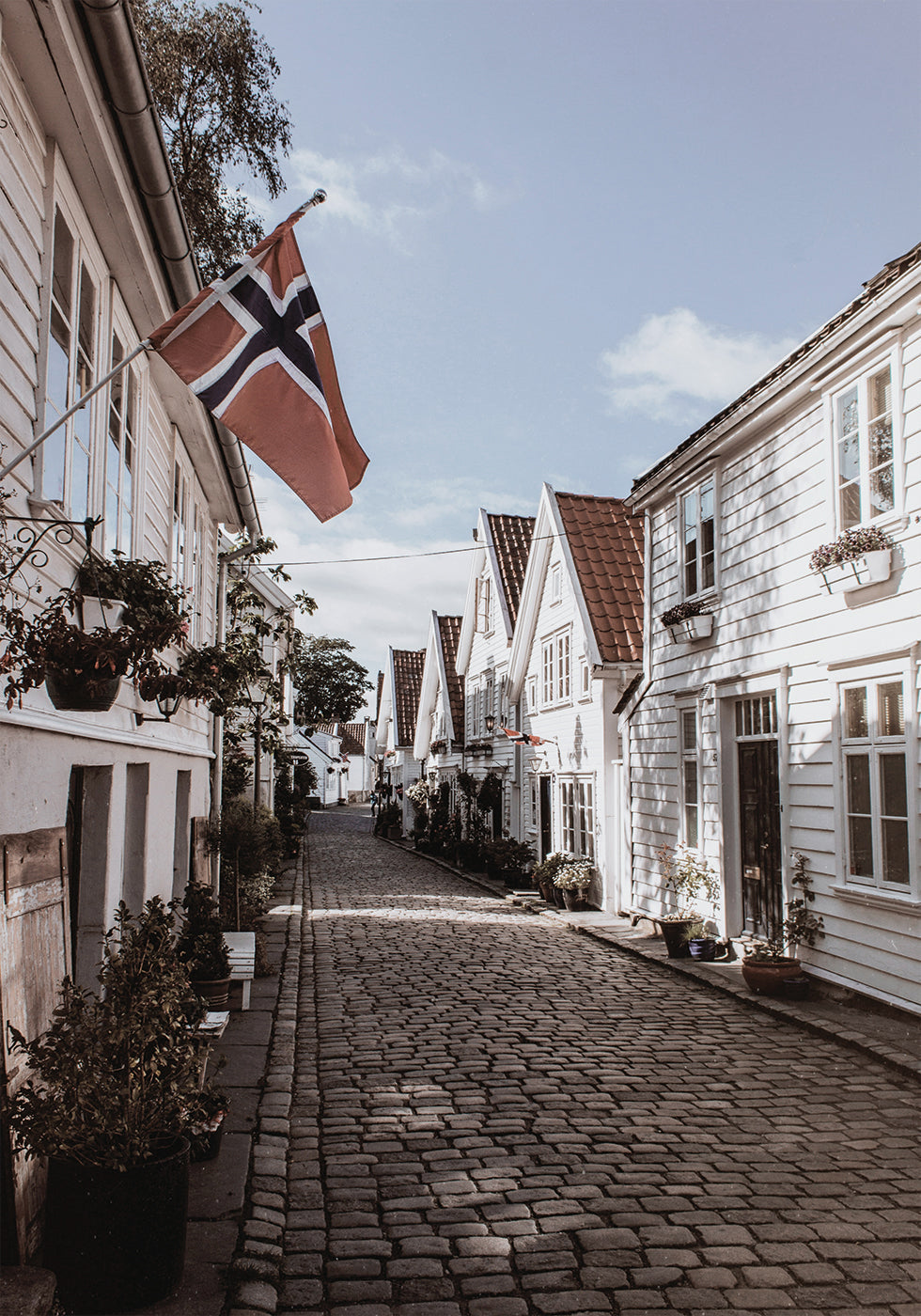 Póster de una calle con encanto en Noruega