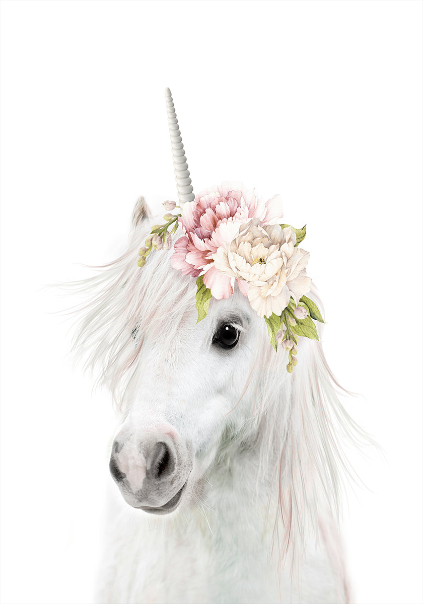 Unicornio floral Póster
