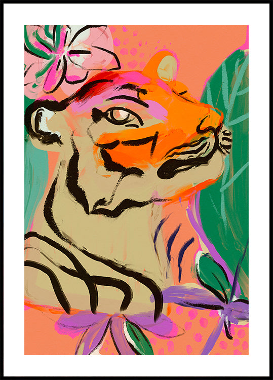 Floración vibrante del tigre Póster