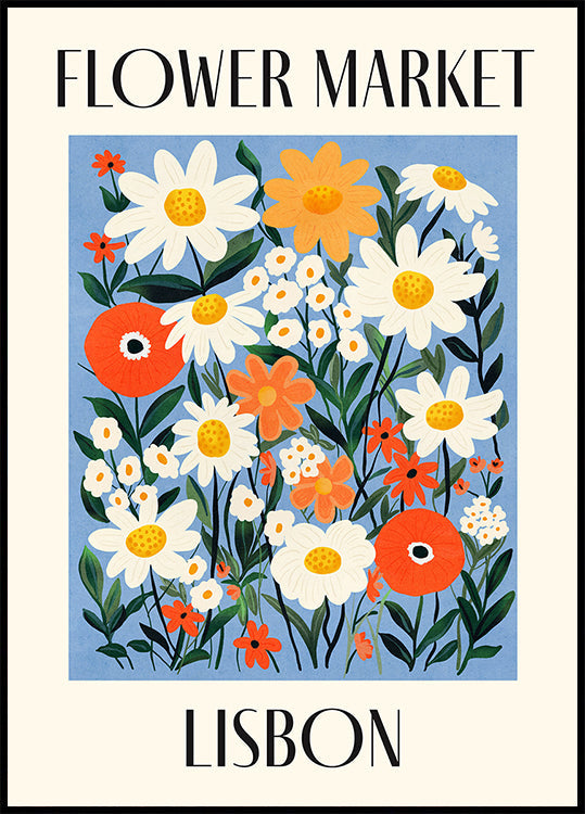 Póster Mercado de flores Lisboa Portugal