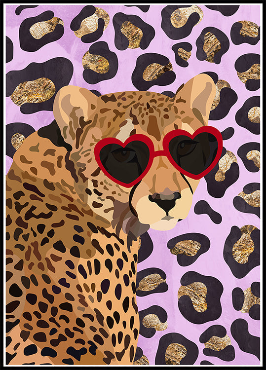 Póster Estampado de leopardo rosa