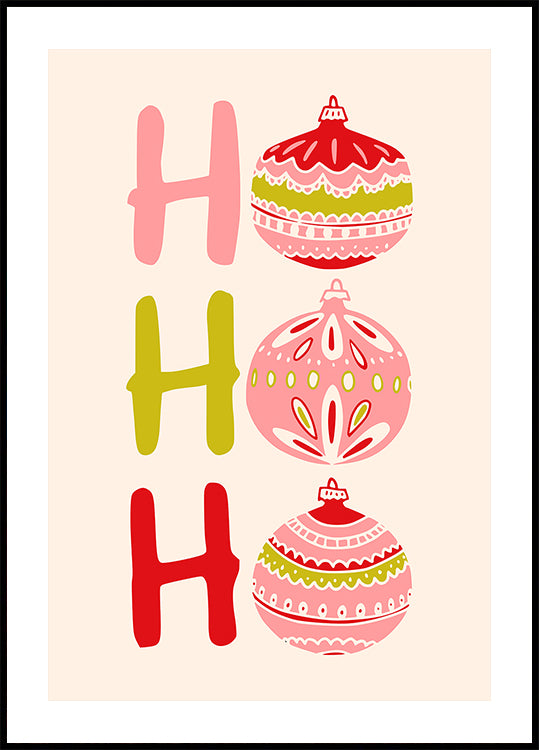 HoHoHo pequeña y alegre ilustración navideña Póster