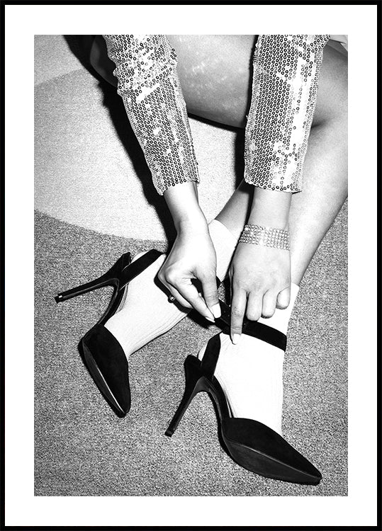 Pies de discoteca en blanco y negro