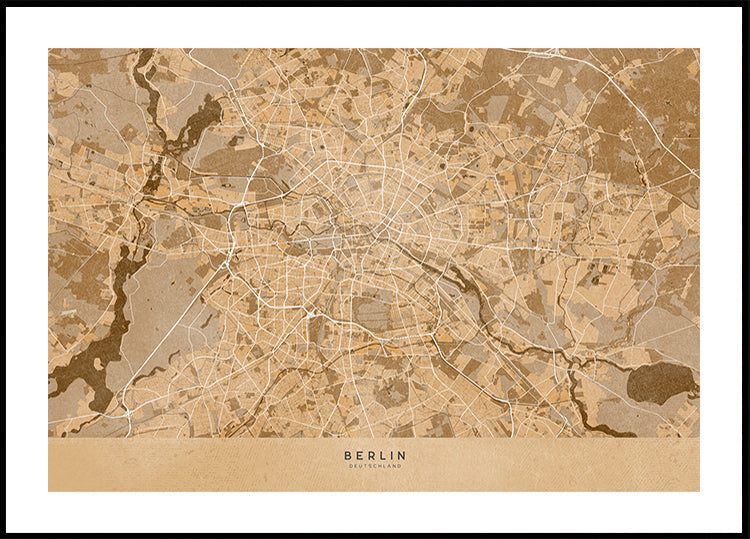Mapa vintage sepia de Berlín en Alemania (NUEVO)