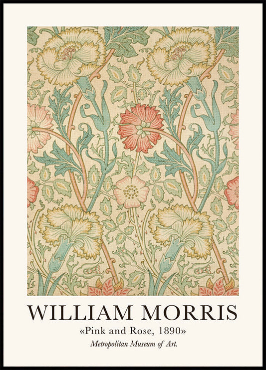 Póster rosa y rosa de W. Morris &amp; Co. 