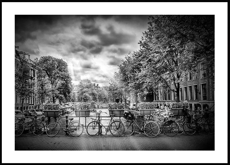 Póster Paisaje urbano típico de AMSTERDAM en monocromo
