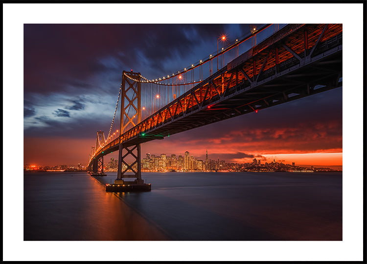 Póster Puente de la bahía en la noche