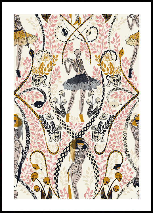 Patrón blanco antiguo fashionista gótica Póster