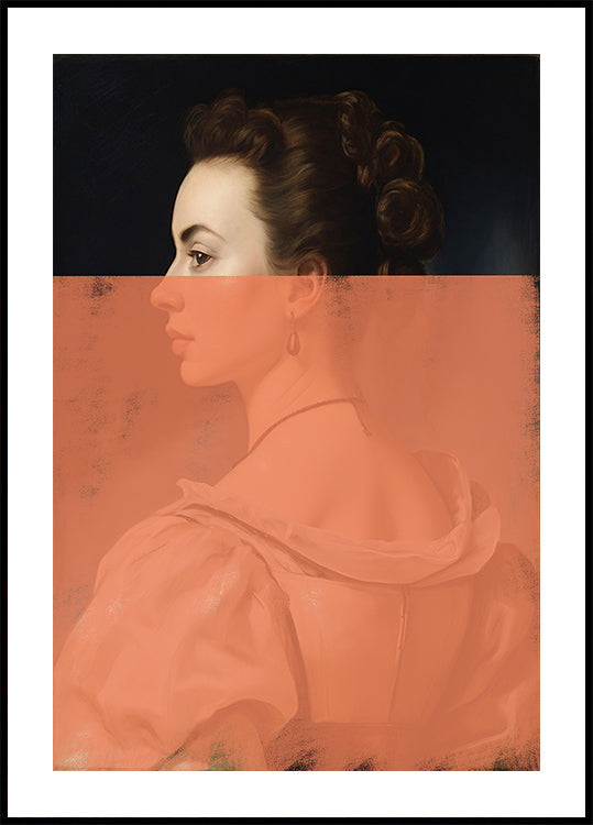Retrato alterado de mujer naranja arte moderno