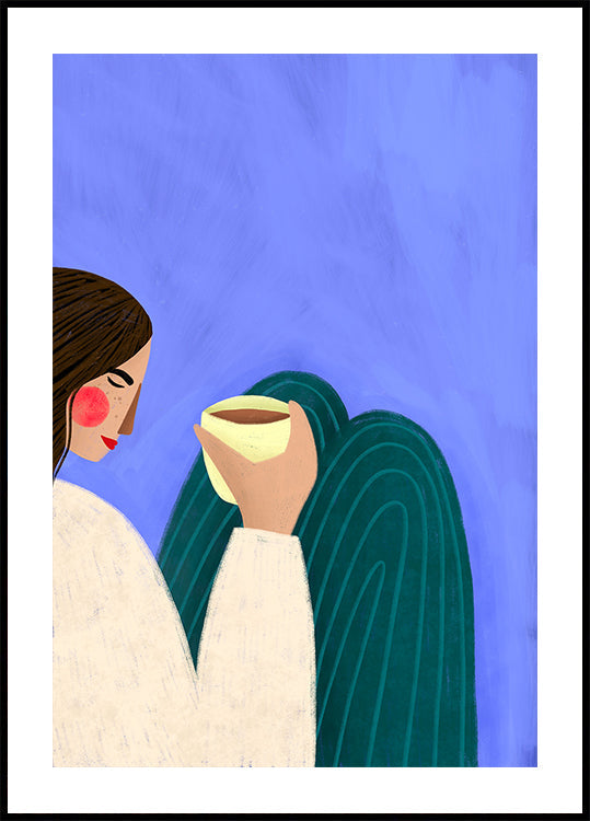 Póster Bebiendo café