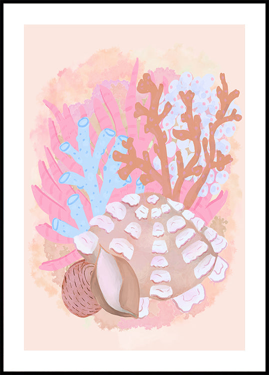 Pink Seashells Plakat - Posterbox