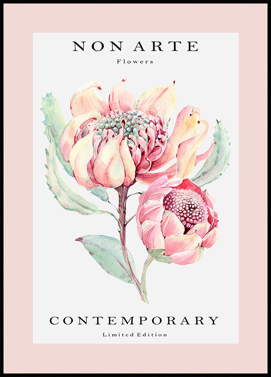 Flor rosa no arte Póster