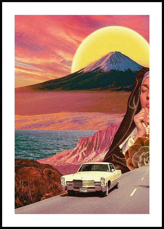 Collage de paisaje retro