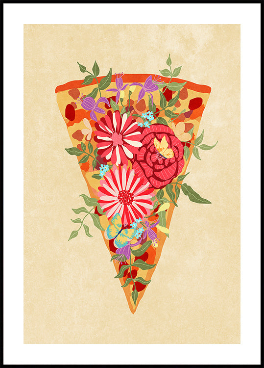 Rebanada de pizza de flores