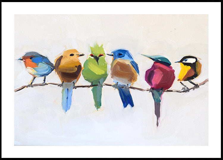 Póster Pájaros en una rama