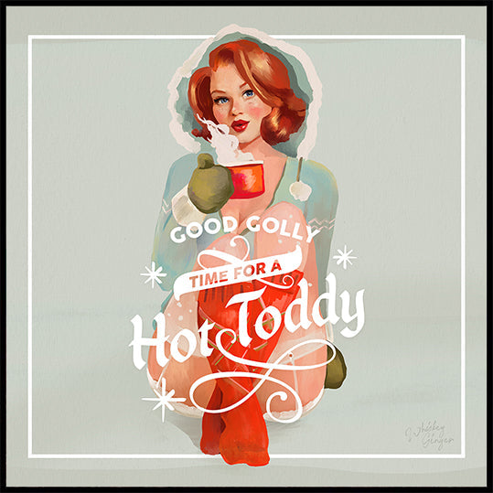 Hot Toddy Redhead Vintage Winter Cocktail Art (NUEVO)