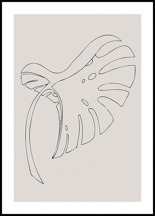 Monstera doblada beige Póster