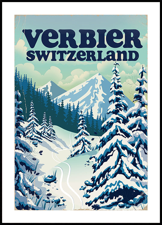 Póster de esquí de Verbier Suiza (NUEVO)
