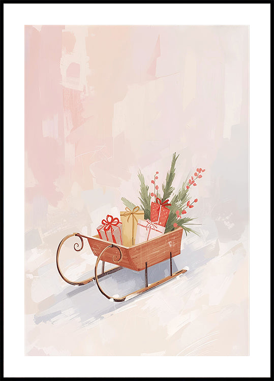 Schlitten mit Geschenken Póster