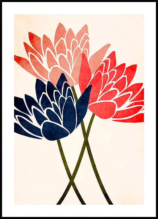 Tres flores danzantes