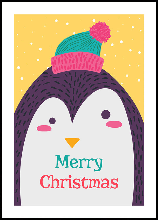 Tarjeta de Navidad con pingüino de Barsrsind Póster